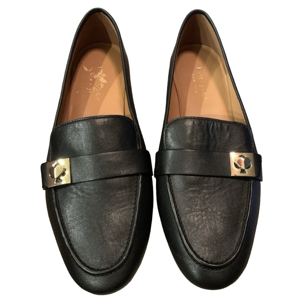 Kate Spade Catroux Calf Leather Loafer Women's Black Size US 7.5 EU 38 Preppy